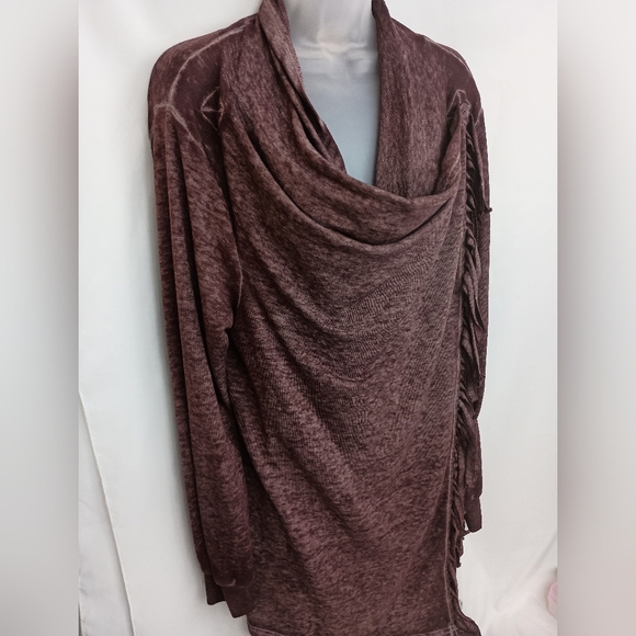 WRANGLER Burgundy Textured Cotton Knit 3 In One Cardigan Sweater Duster (#373) - Picture 9 of 11